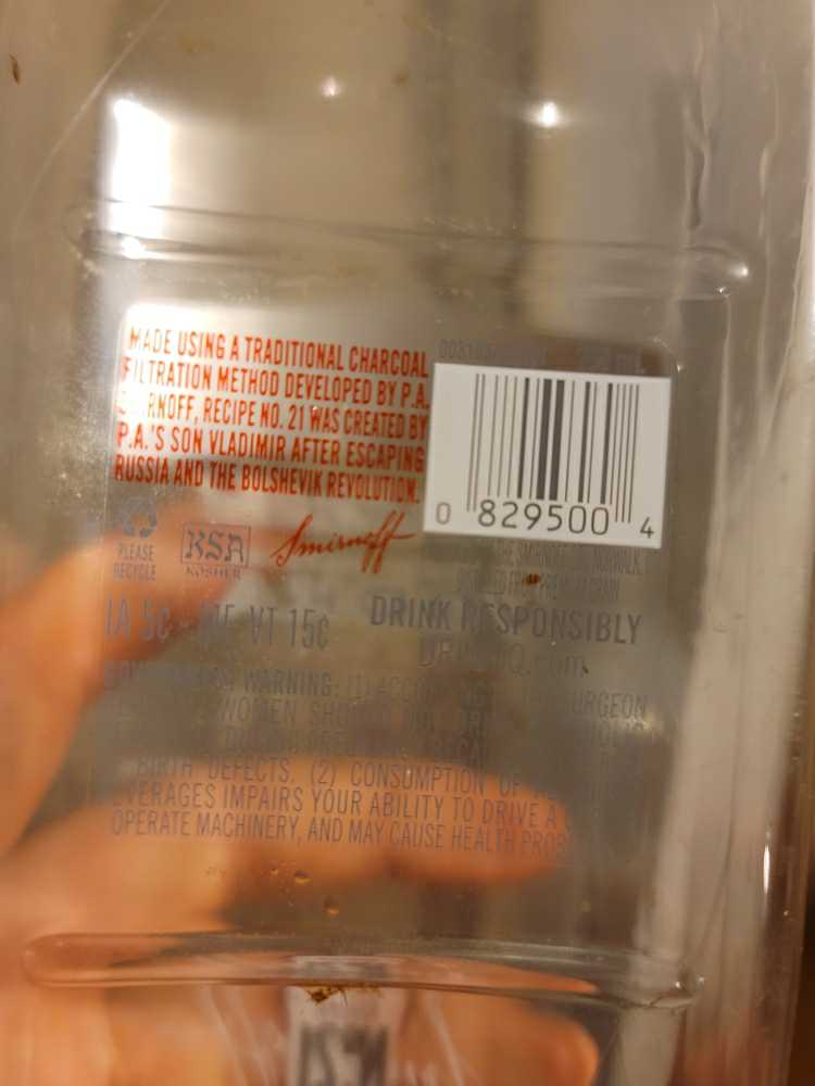Smirnoff  (750 mL) alcohol collectible [Barcode 08295866] - Main Image 2