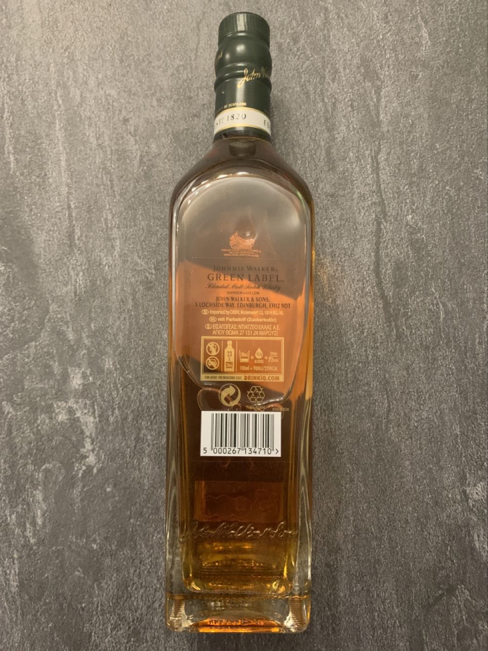 Johnnie Walker Green Label - Johnnie Walker & Sons (700 mL) alcohol collectible [Barcode 5000267134710] - Main Image 3
