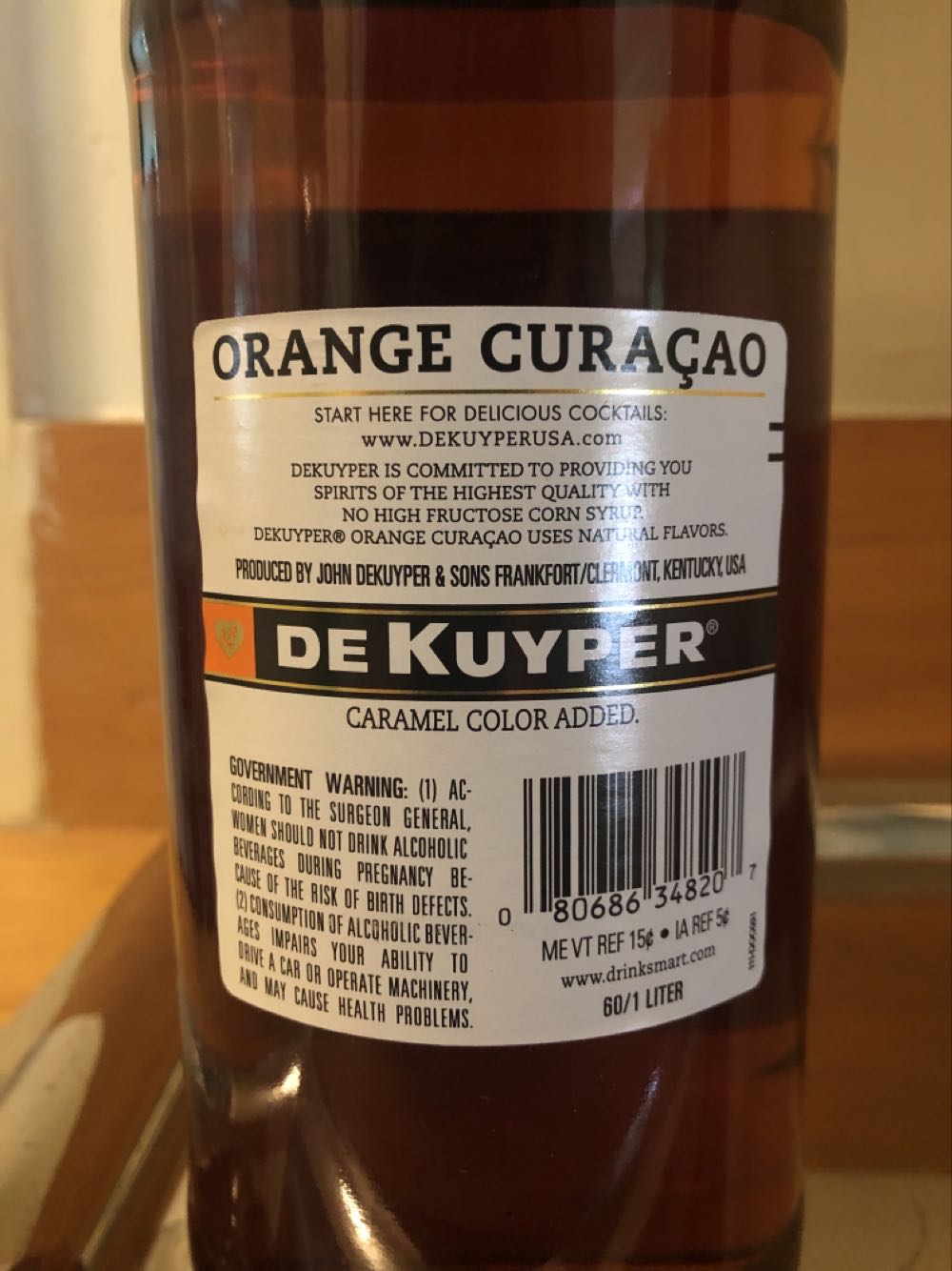 Dekuyper Orange Curaçao - De Kuyper (1 L) alcohol collectible [Barcode 080686348207] - Main Image 3