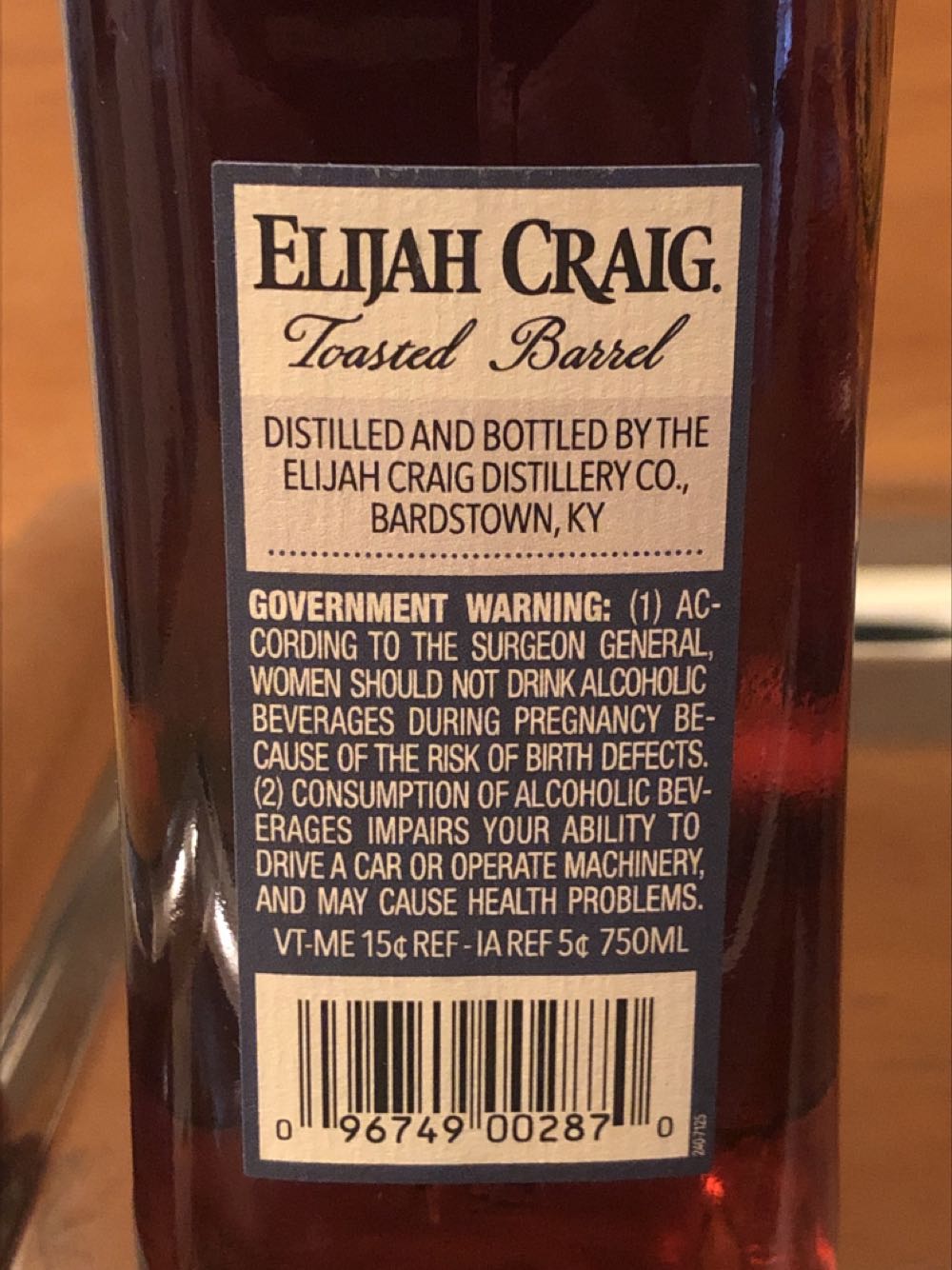 Elijah Craig Toasted Barrel - Elijah Craig Distillery Co (750mL) alcohol collectible [Barcode 096749002870] - Main Image 3