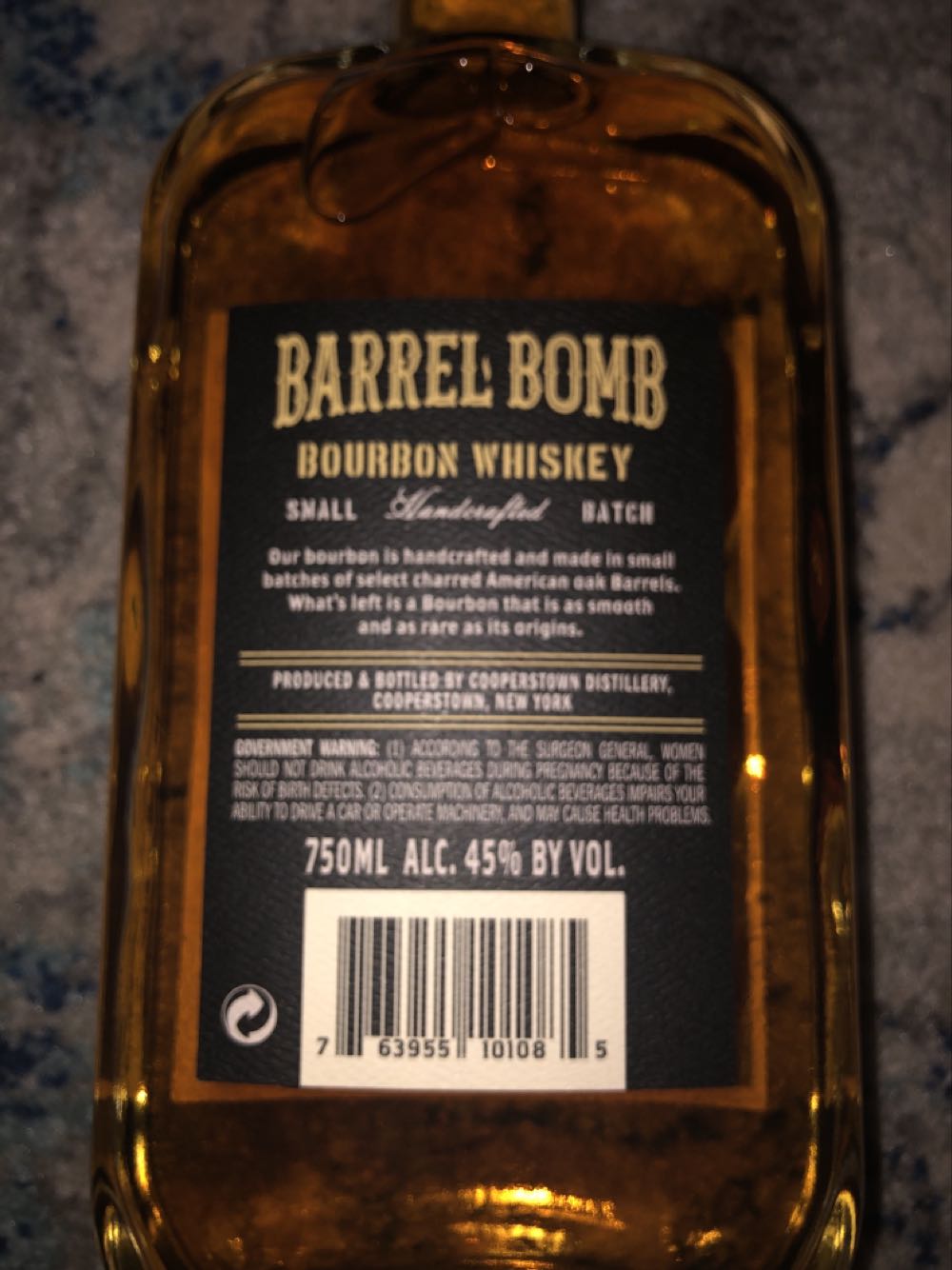 Cooperstown Barrel Bomb - Cooperstown Distillery (750 mL) alcohol collectible [Barcode 763955101085] - Main Image 2