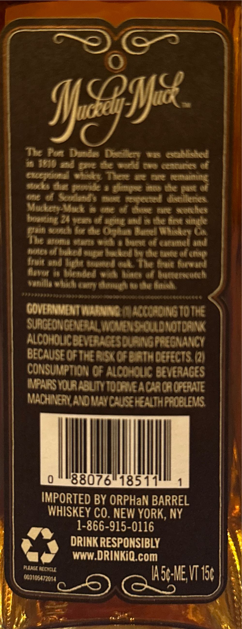 Orphan Barrel - Muckety Muck 24 Yr - Orphan Barrel (750 mL) alcohol collectible [Barcode 088076185111] - Main Image 2