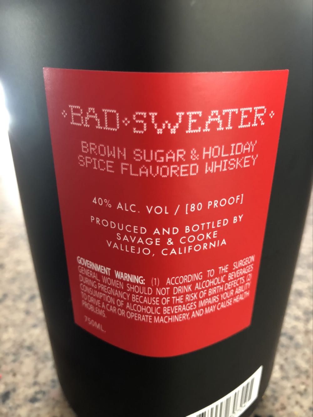 Savage And Cook Bad Sweater - Savage & Cooke (750 mL) alcohol collectible [Barcode 850002707045] - Main Image 2