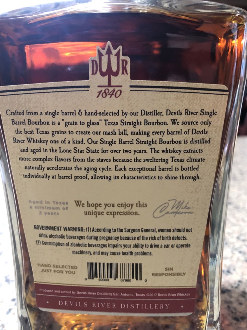 Devils River Single Barrel Bourbon - Devils River Whiskey (750 mL) alcohol collectible [Barcode 860003678800] - Main Image 2
