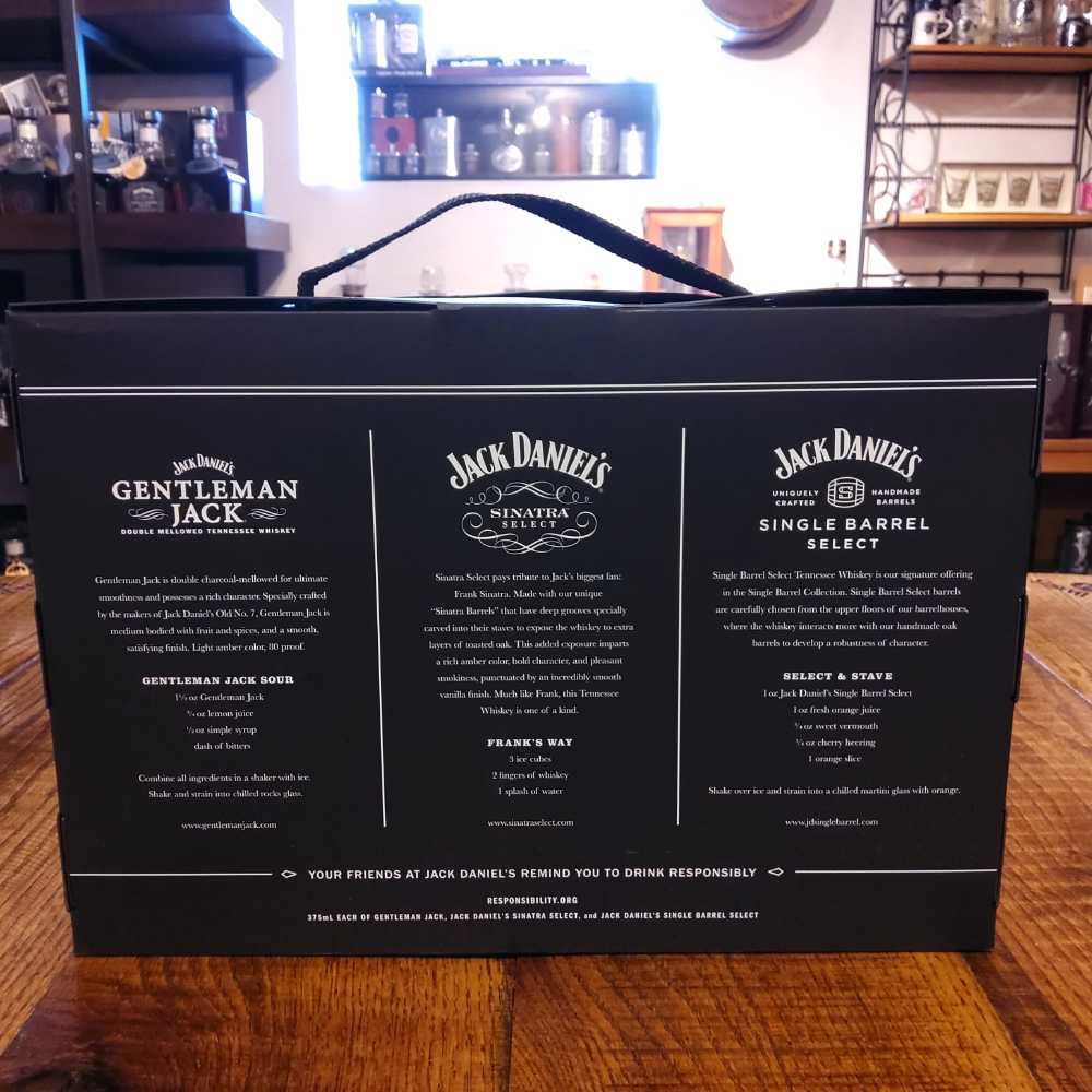 Jack Daniel’s Fine Tennessee Whiskeys ”3pk” Gentleman Jack, Sinatra, & Single Barrel Select - Jack Daniels’ Distillery (375 mL) alcohol collectible [Barcode 082184203767] - Main Image 2