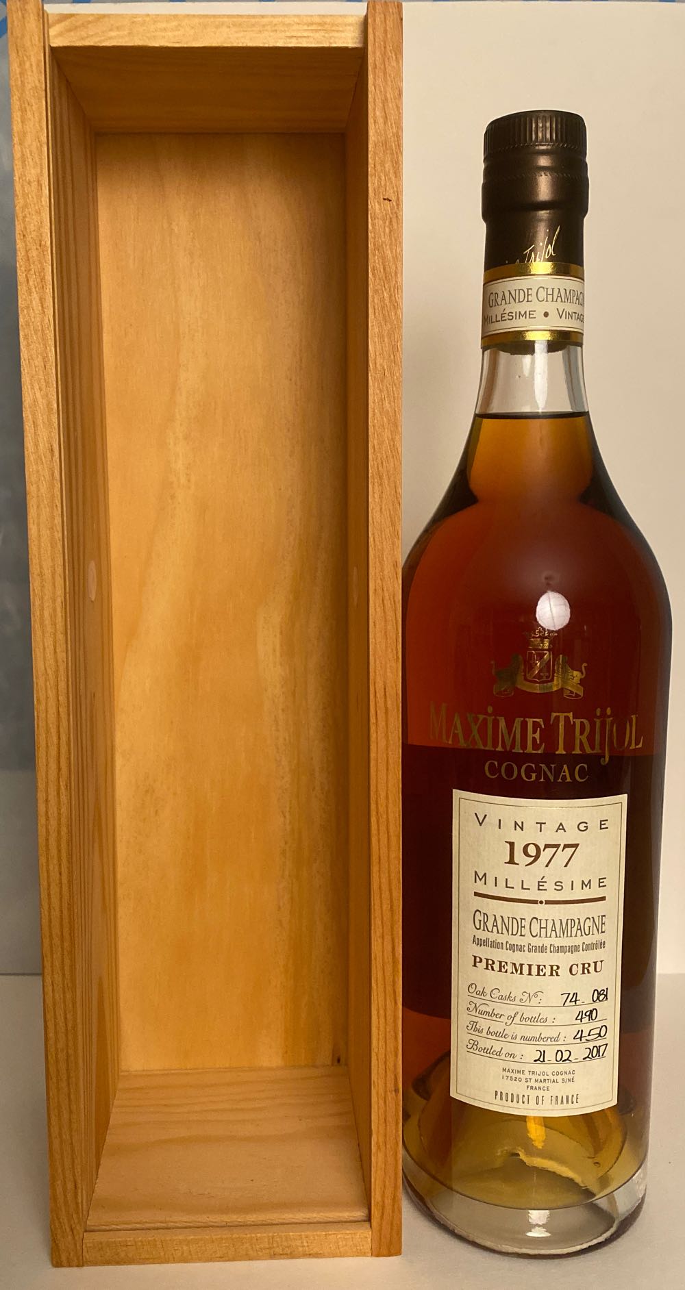 Maxime Trijol Grande Champagne Cognac 40% Db - Maxime Trijol Cognac (700 mL) alcohol collectible [Barcode 3544680002369] - Main Image 2