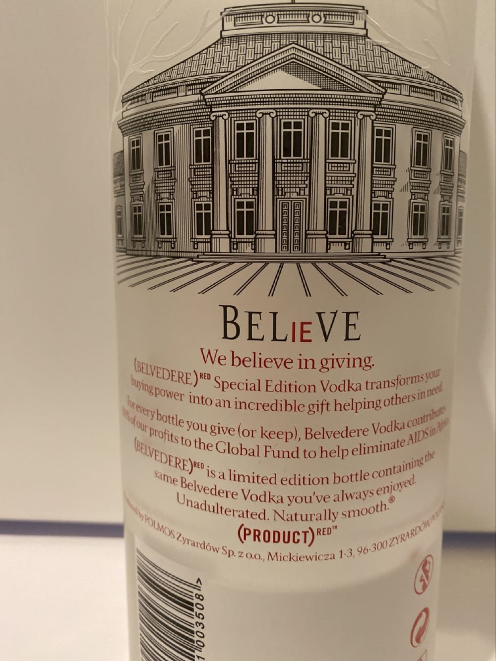 Belvedère Vodka Special Edition (product) Red 1,75L - Polmos Zyrardów (1750 mL) alcohol collectible [Barcode 5901041003508] - Main Image 3