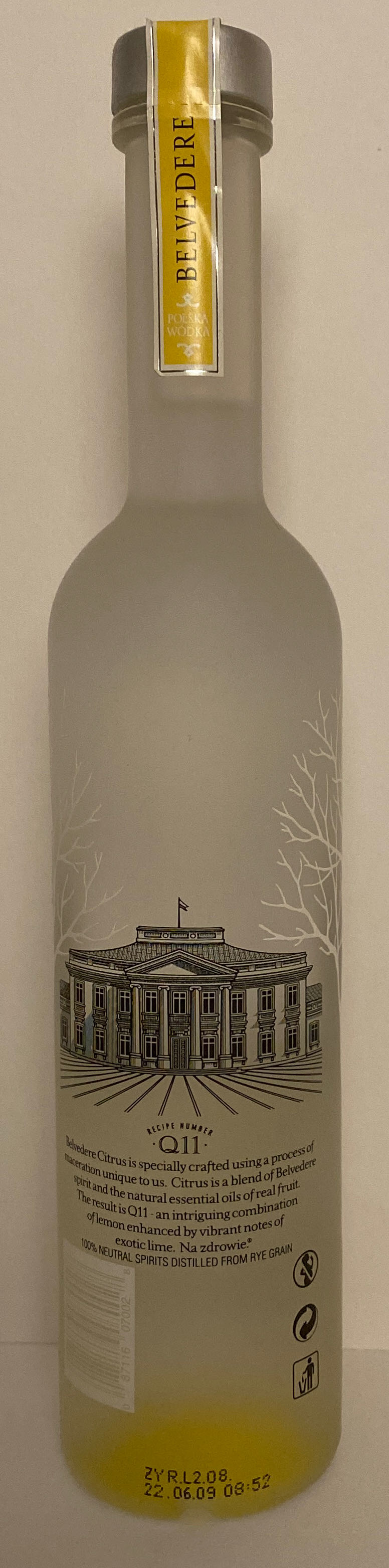 Belvedere Citrus - Polmos Zyrardów (50 mL) alcohol collectible [Barcode 087116070028] - Main Image 2