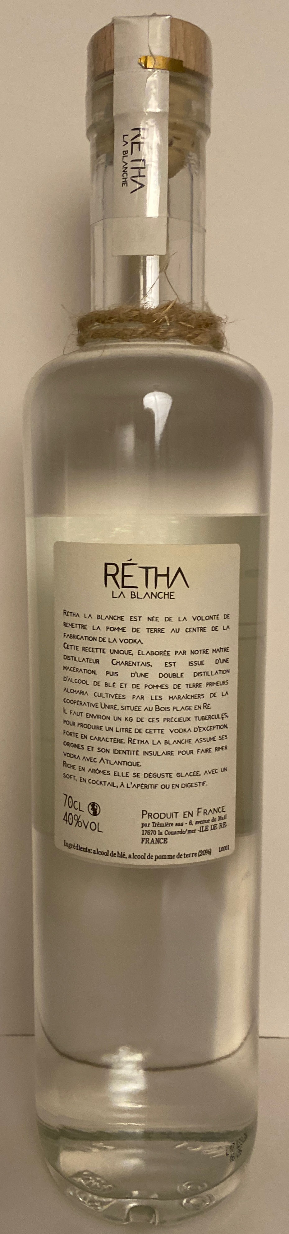 Rétha La Blanche Vodka - Trémière Sas (700 mL) alcohol collectible - Main Image 2
