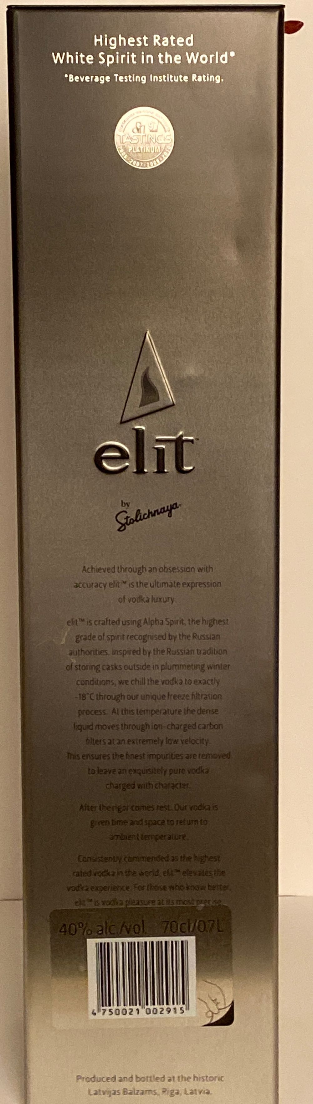 Elit Vodka Stolichnaya Elit Plechovej Tube - Stoli Group (700 mL) alcohol collectible [Barcode 4750021002915] - Main Image 3