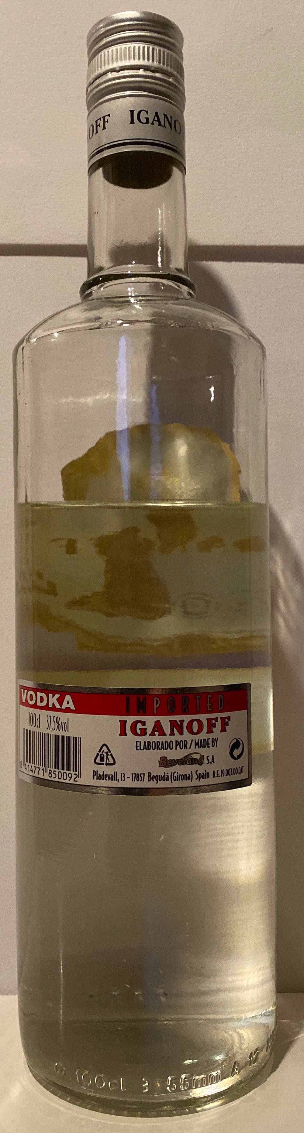Iganoff Vodka - Beveland S.A. (1000 mL) alcohol collectible [Barcode 8414771850092] - Main Image 2