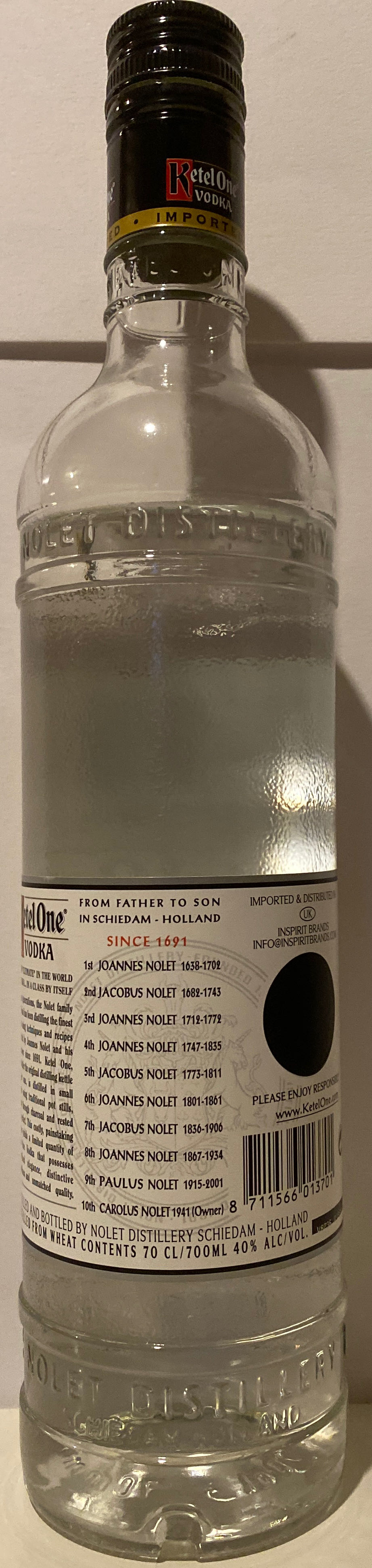 Ketel One Vodka - Nolet Distillery (700 mL) alcohol collectible [Barcode 8711566013701] - Main Image 2