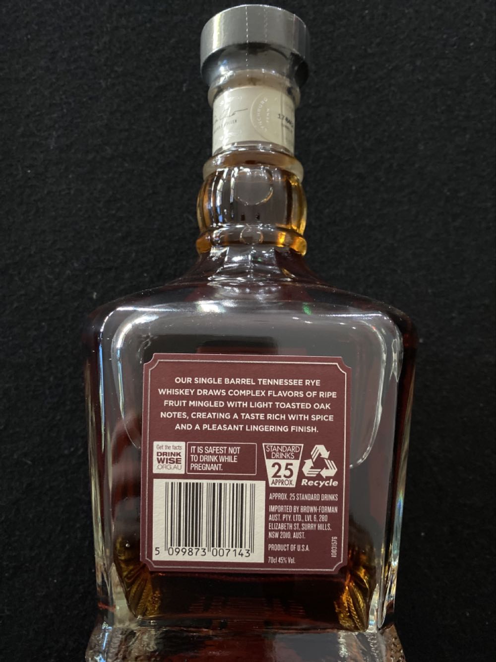 Single Barrel -- Rye - Jack Daniel’s Distillery, Lynchburg, TN (700 mL) alcohol collectible [Barcode 5099873007143] - Main Image 2