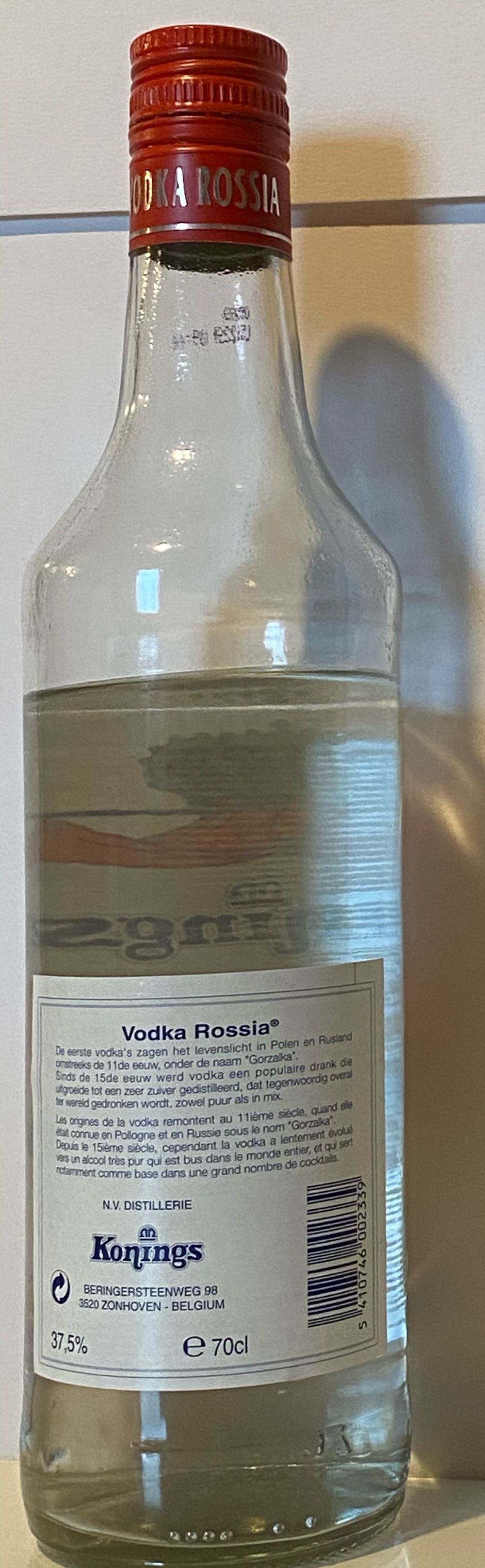 Konings Rossia Vodka - Konings (700 mL) alcohol collectible [Barcode 5410746002339] - Main Image 2