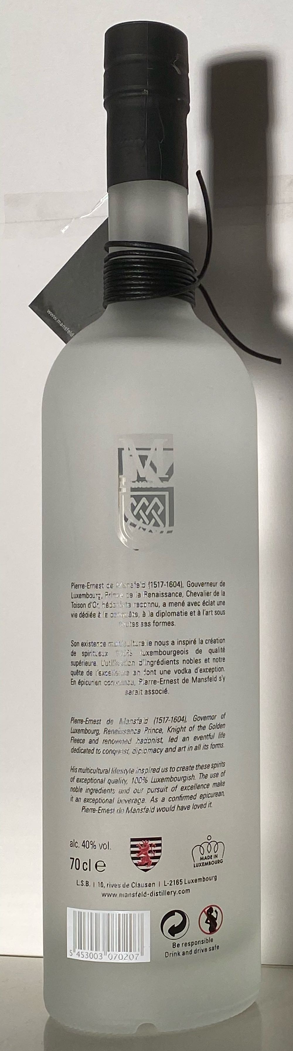 Mansfeld Vodka  (700 mL) alcohol collectible [Barcode 5453003070207] - Main Image 2