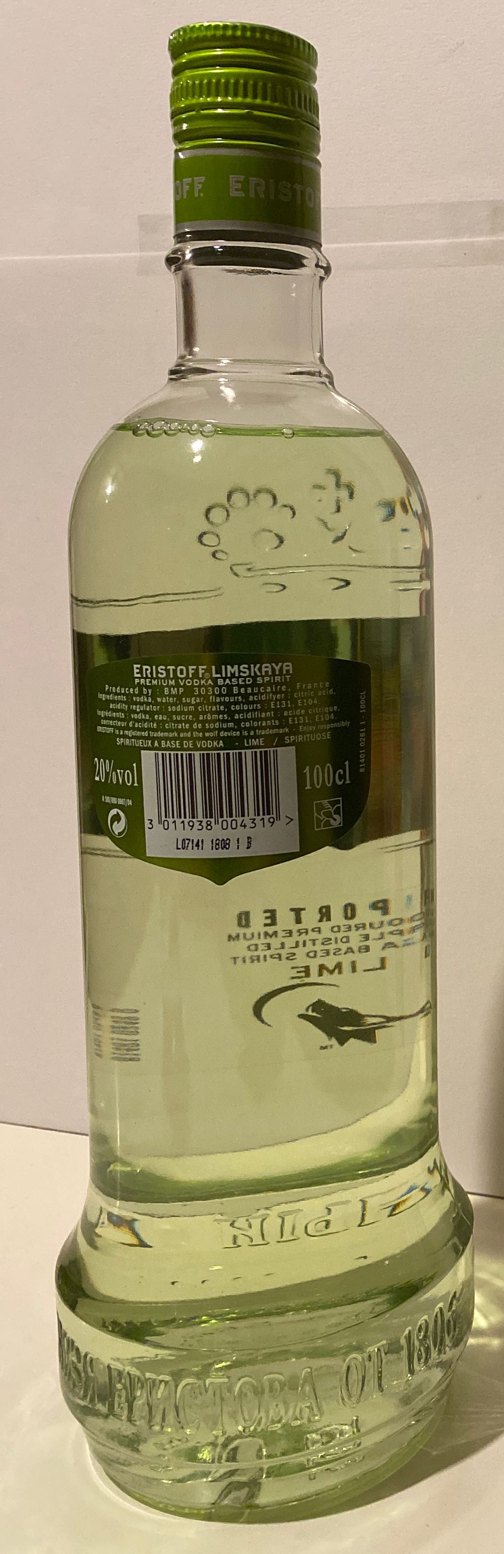 Eristoff Limskaya 1L - BMP (1000 mL) alcohol collectible [Barcode 3011938004319] - Main Image 2
