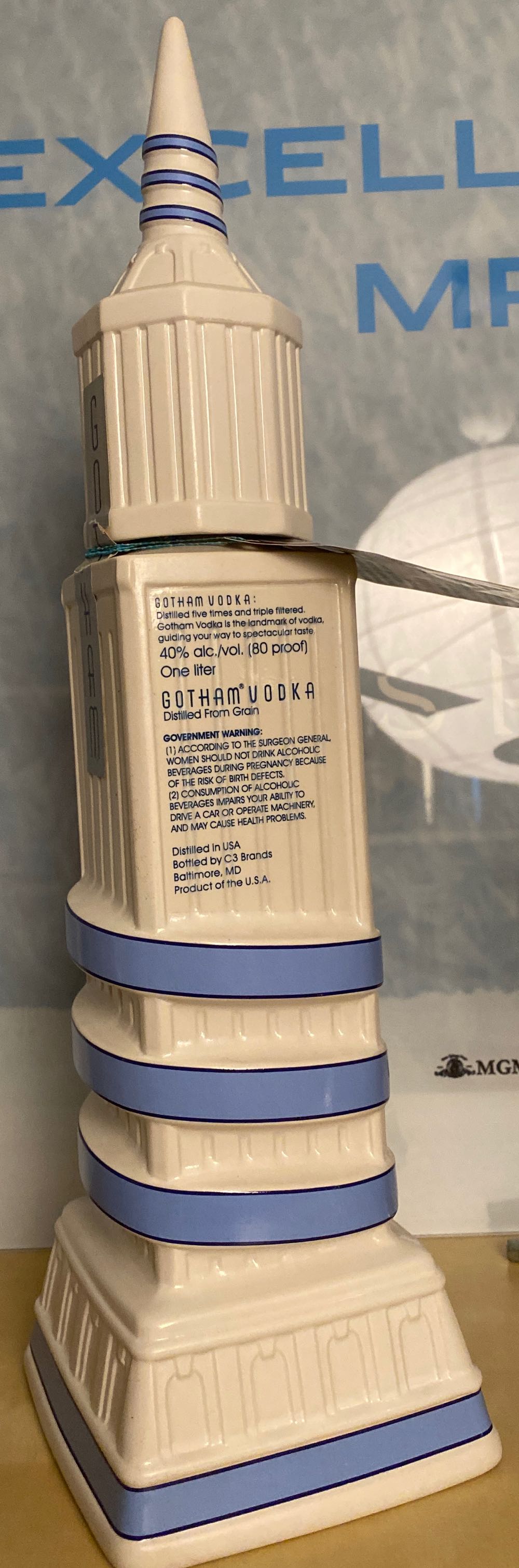 Gotham Vodka - C3 Brands (1000 mL) alcohol collectible - Main Image 2