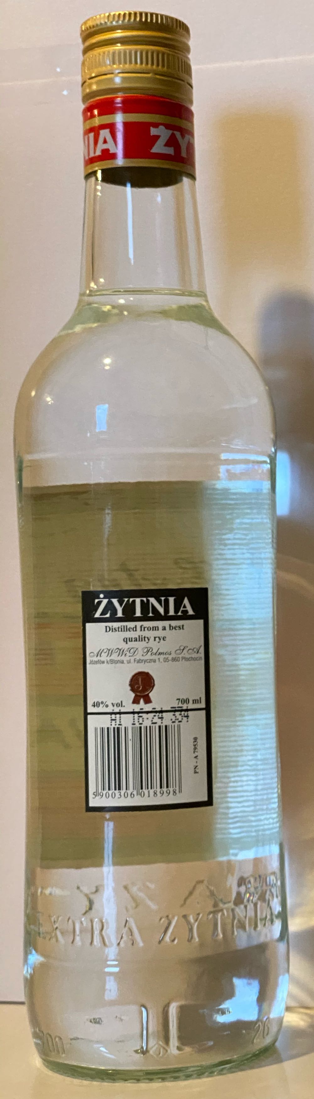 Żitnia Vodka Extra - MWWiD Polmos S.A. (700 mL) alcohol collectible [Barcode 5900306018998] - Main Image 2