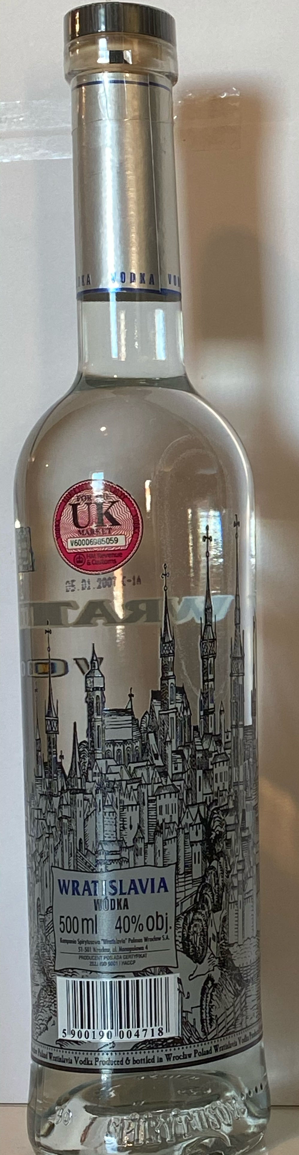 Wratislavia Wódka 50cl - Kompania Spirytusowa Wratislavia Polmos Wroclaw S.A. (500 mL) alcohol collectible [Barcode 5900190004718] - Main Image 2