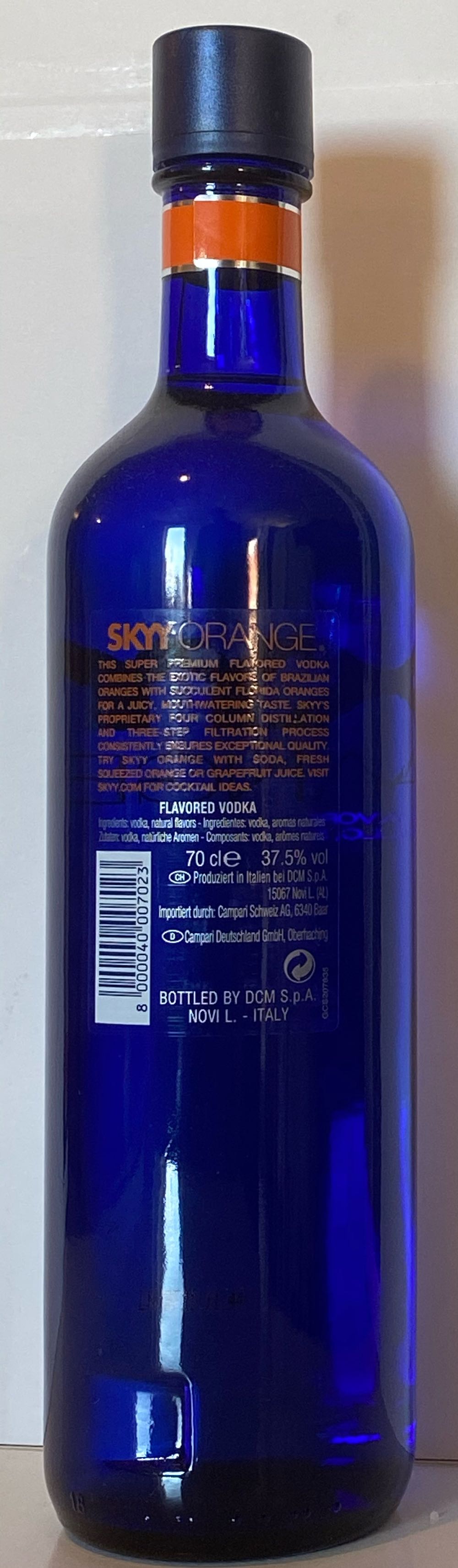 Skyy Orange Vodka - DCM S.p.A. (700 mL) alcohol collectible [Barcode 8000040007023] - Main Image 2