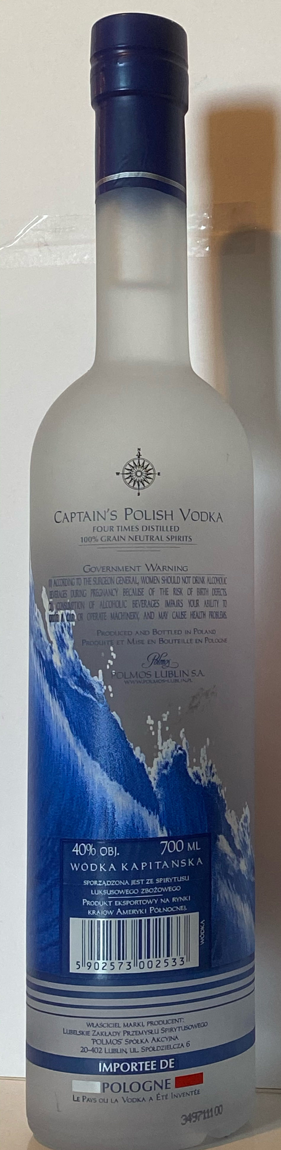 Kapitańska Vodka Captain’s Vodka  (700 mL) alcohol collectible [Barcode 5902573002533] - Main Image 2