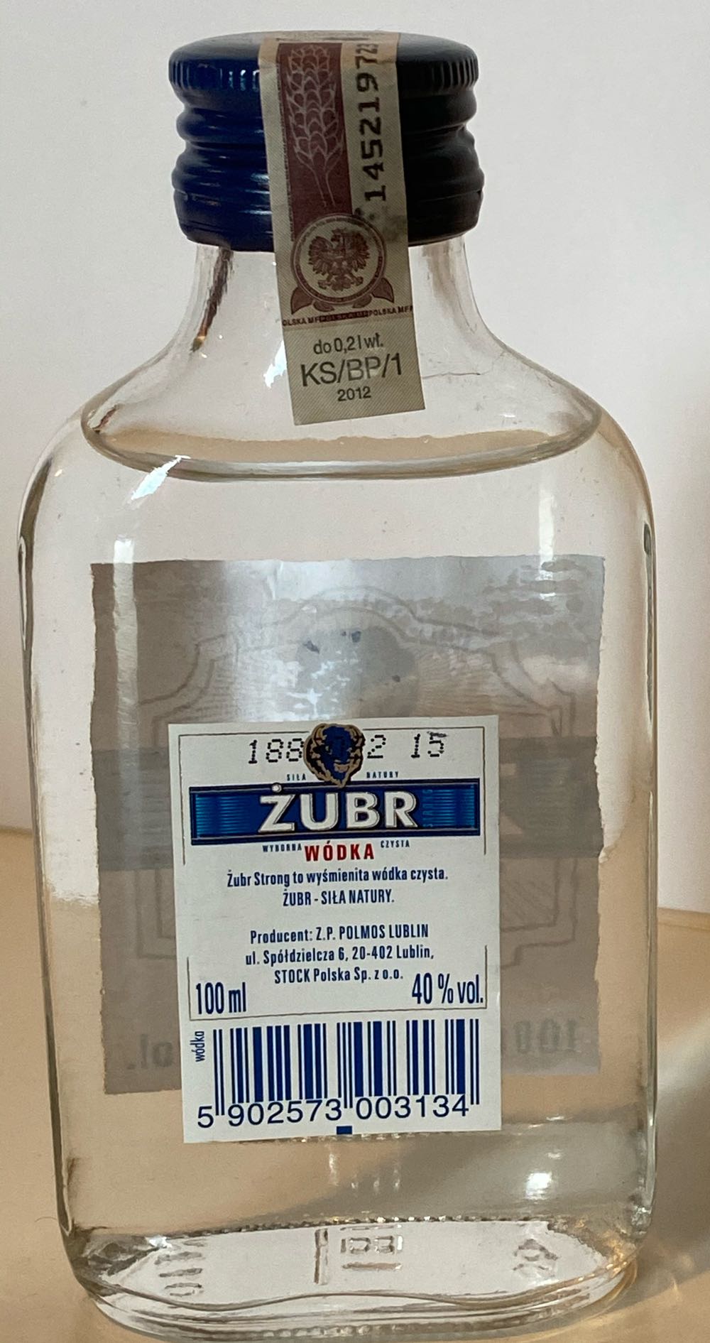 Żubr Wódka 10cl - Z.P. Polmos Lublin (100 mL) alcohol collectible [Barcode 5902573003134] - Main Image 2