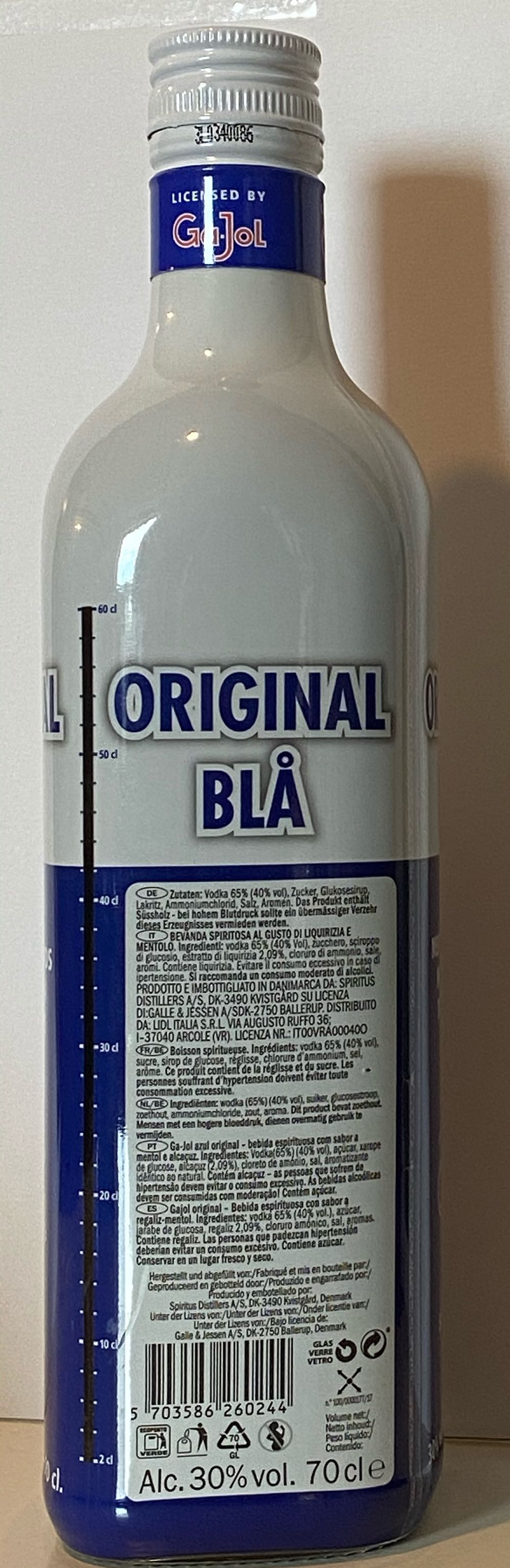 Original Blå Menthol Vodka - Ga-jol Spirits (700 mL) alcohol collectible [Barcode 5703586260244] - Main Image 2