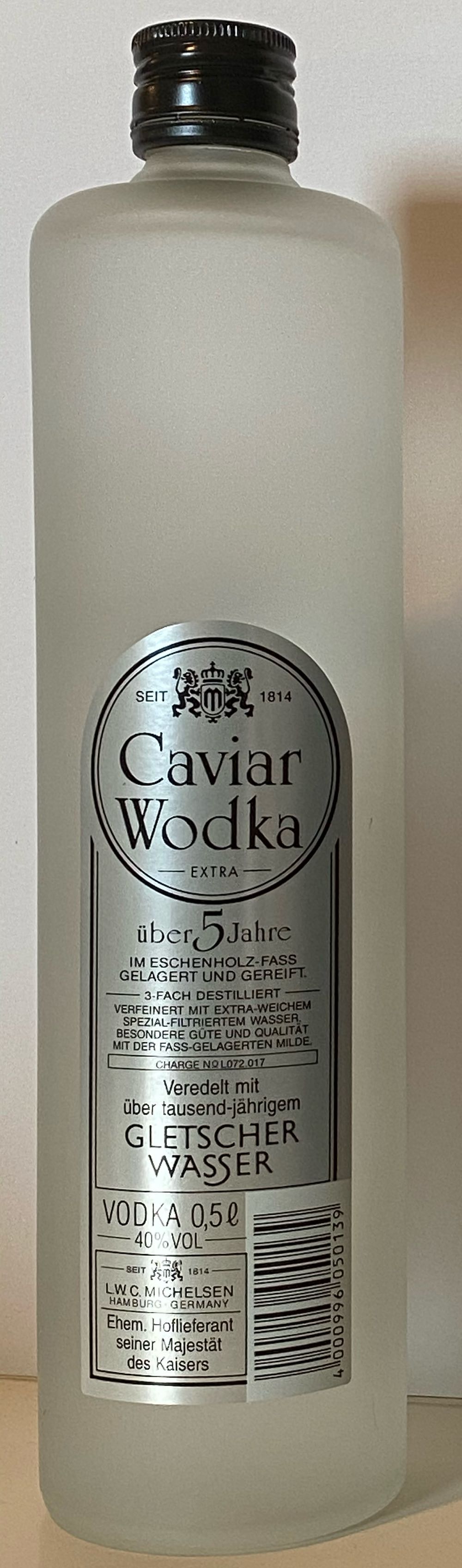 Caviar Wodka 5 Years On Barrel - L.W.C. Michelsen Hamburg (500 mL) alcohol collectible [Barcode 4000996050139] - Main Image 2