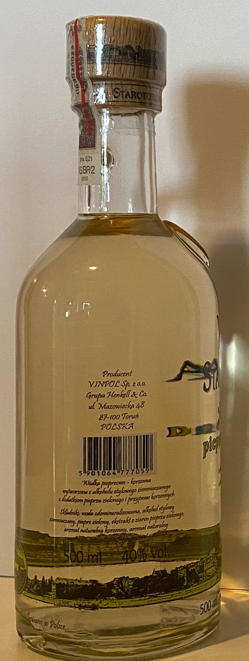 Starotoruńska Wódka 50cl  (500 mL) alcohol collectible [Barcode 5901064777059] - Main Image 2