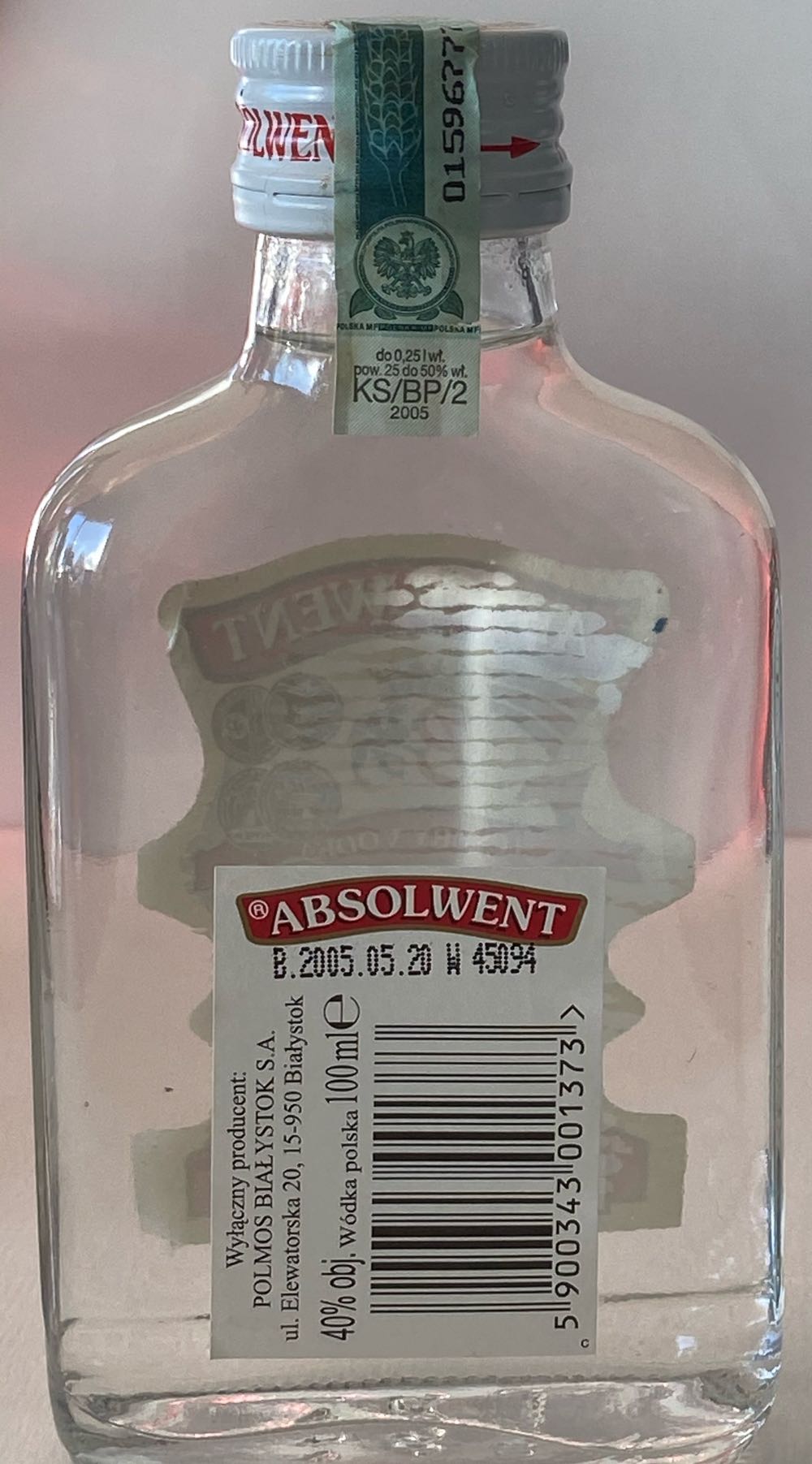 Absolwent 100ml - Polmos Bialystock SA (100 mL) alcohol collectible [Barcode 5900343001373] - Main Image 2