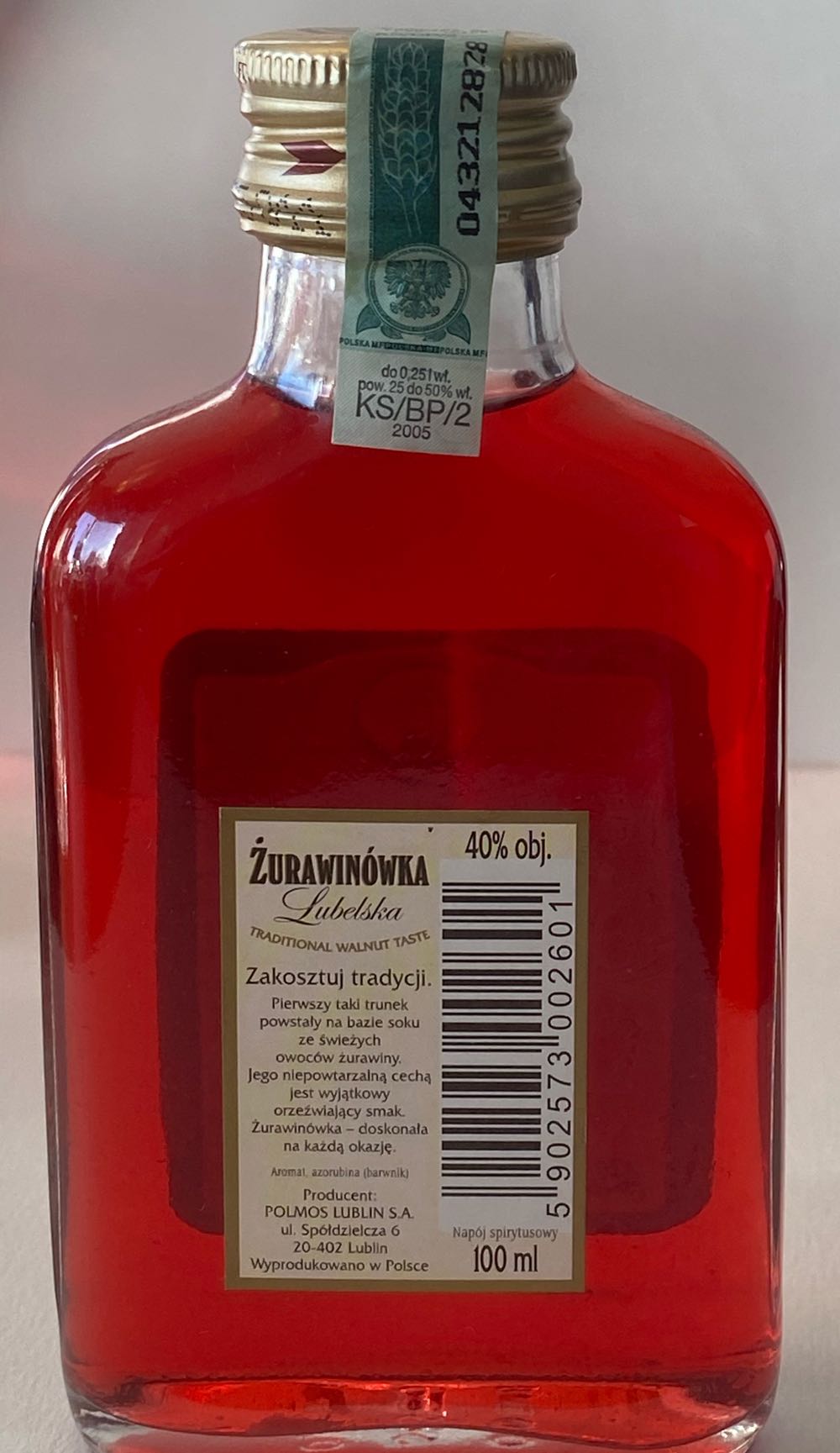 Żirawinówka Lubelska 10cl - Polmos Lubin (100 mL) alcohol collectible [Barcode 5902573002601] - Main Image 2