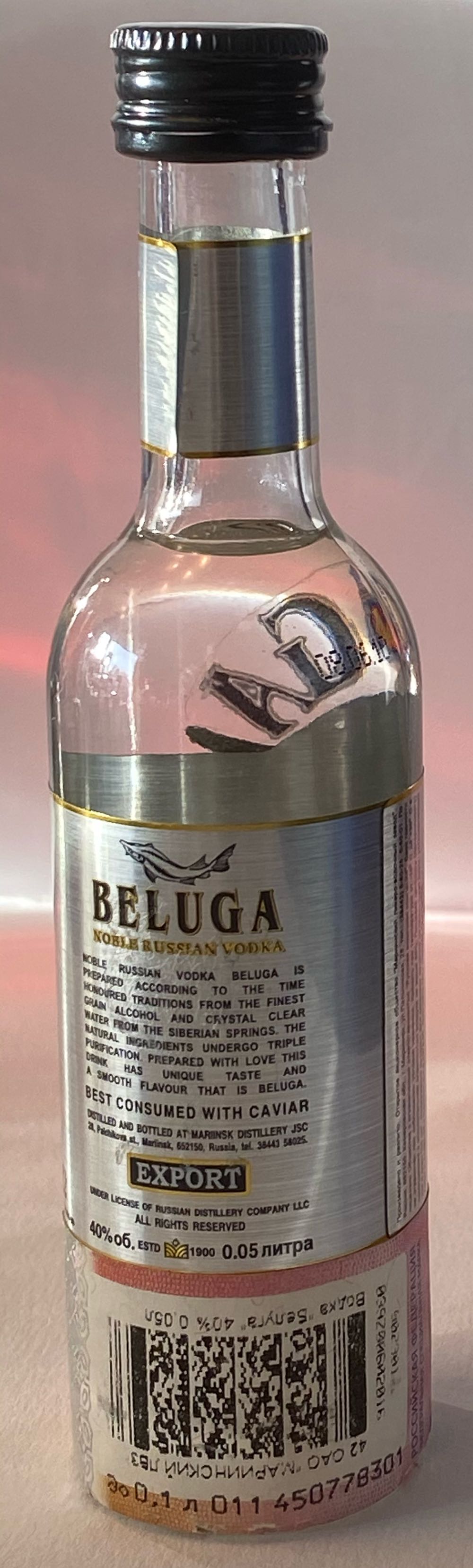 Beluga Noble Russian Vodka 5cl - Russian Distillery Company LLC (50 mL) alcohol collectible - Main Image 2