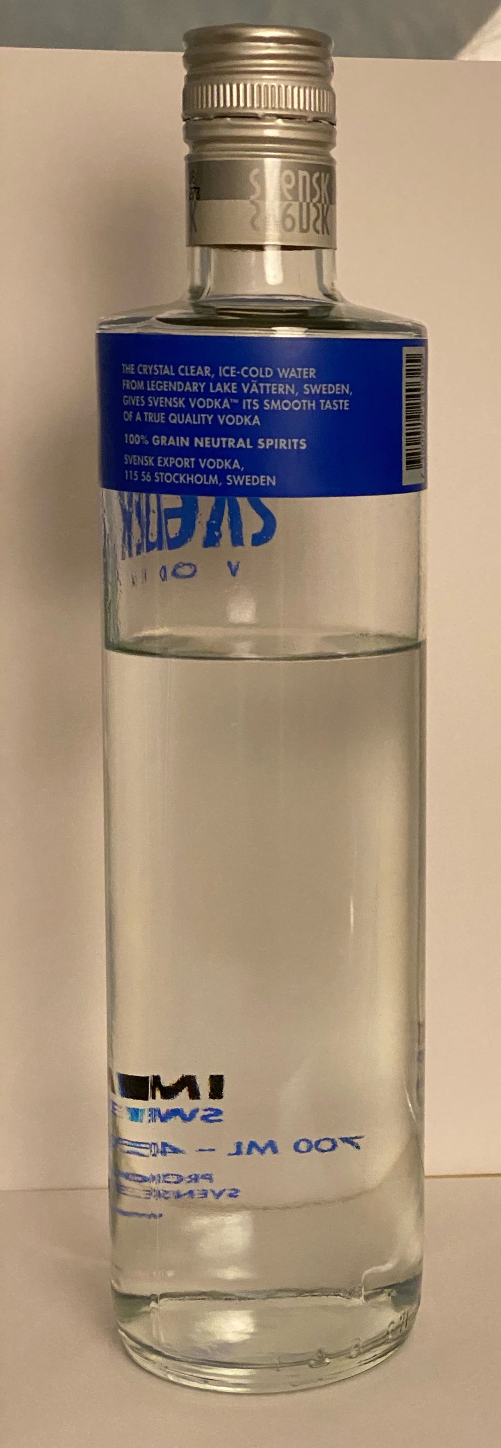 Svensk Vodka - Svensk Export Vodka (700 mL) alcohol collectible [Barcode 7350029240325] - Main Image 2