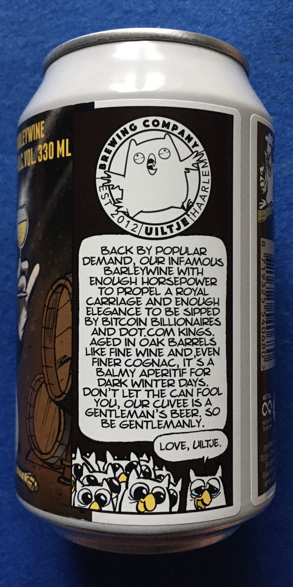 Cuvee Du Owl - Uiltje Brewing Company (330 mL) alcohol collectible [Barcode 8719325540680] - Main Image 3