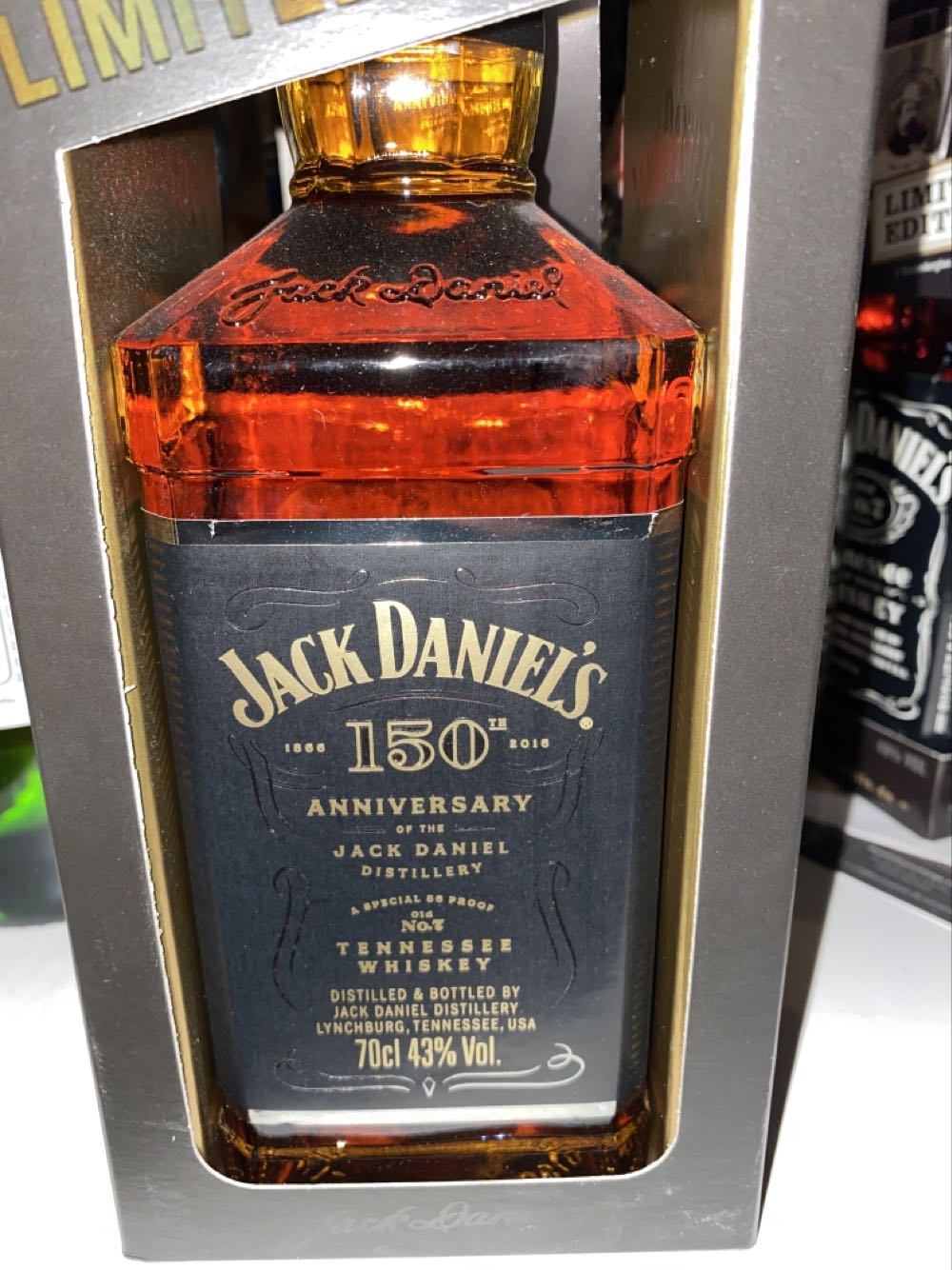 Jack Daniels150th Anniversary With Tag - Jack Daniel’s (700 mL) alcohol collectible [Barcode 5099873208748] - Main Image 1