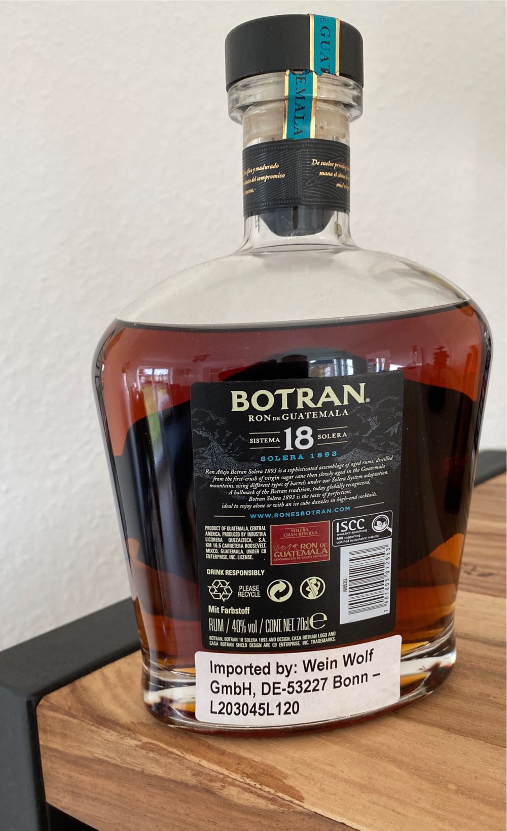 Ron - Botran 18 Years - Industrias Licoreras De Guatemala (0.7 L) alcohol collectible [Barcode 7401005012853] - Main Image 4
