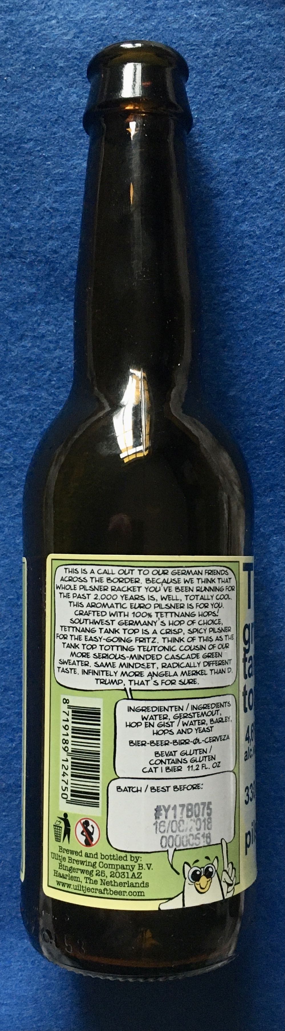 Tettnang Groene Tank Top - Uiltje Brewing Company (330 mL) alcohol collectible [Barcode 8719189124750] - Main Image 4