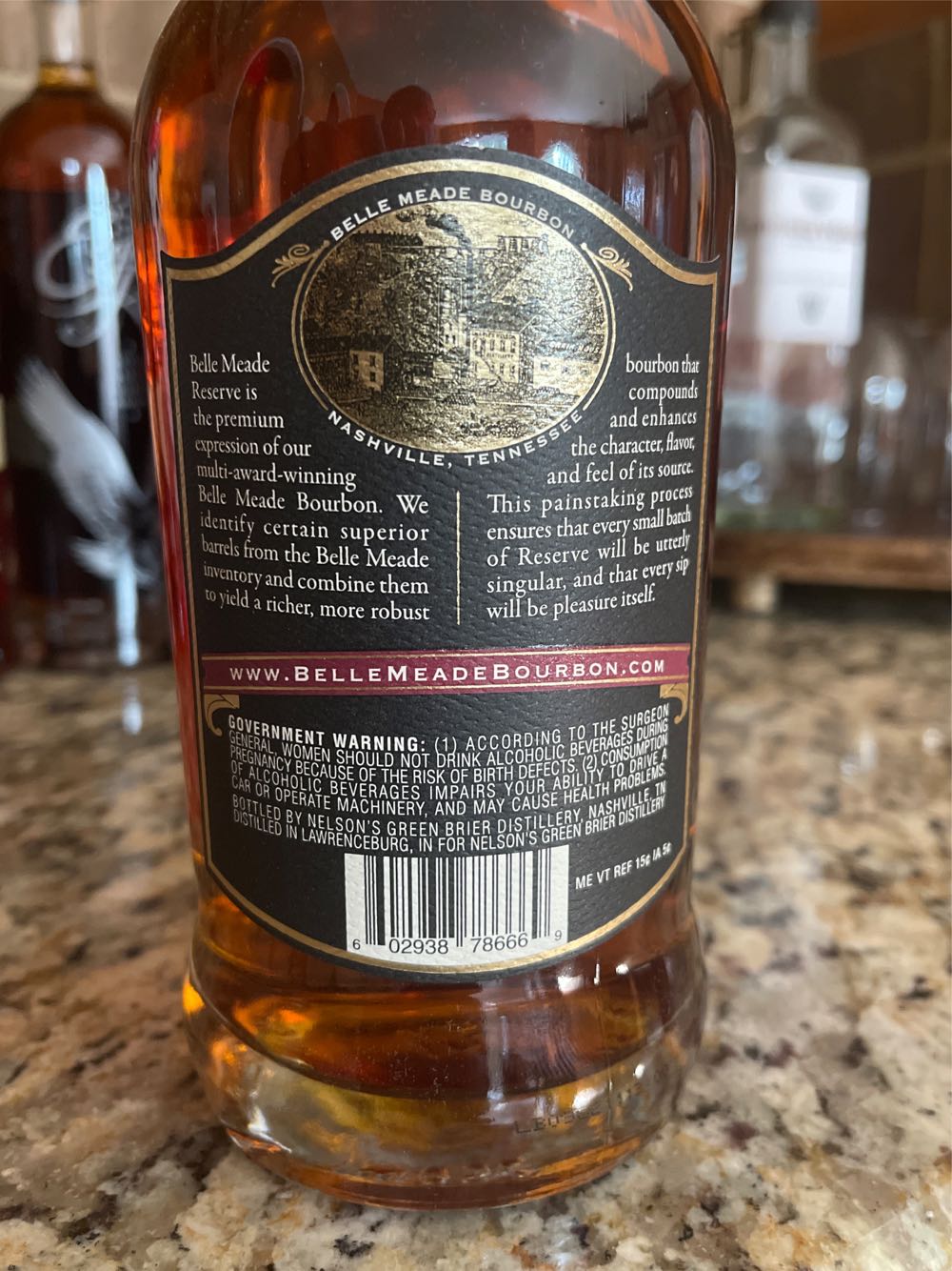 Belle Meade Cask Strength Reserve - Nelson’s Green Brier Disrillery (750mL) alcohol collectible [Barcode 602938786669] - Main Image 3