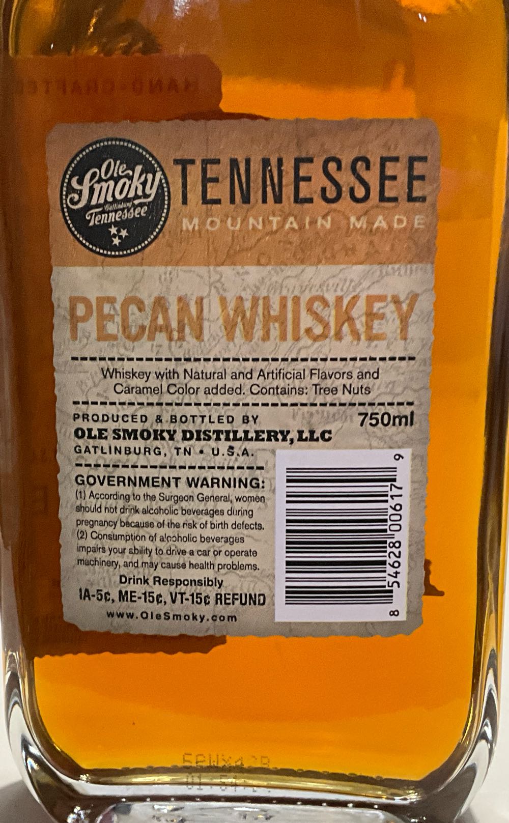 Ole Smoky Pecan Whiskey - Ole Smokey Distillery (750 mL) alcohol collectible [Barcode 854628006179] - Main Image 2