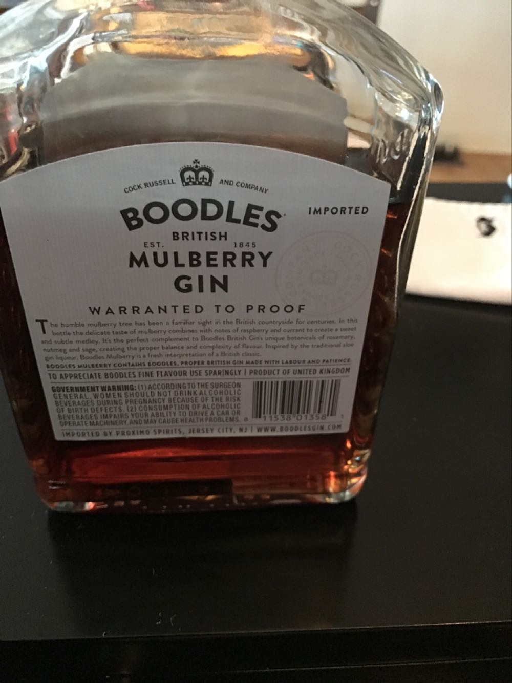 Boodles Mulberry Gin - Cock Russell And Company (750 mL) alcohol collectible [Barcode 811538013581] - Main Image 2