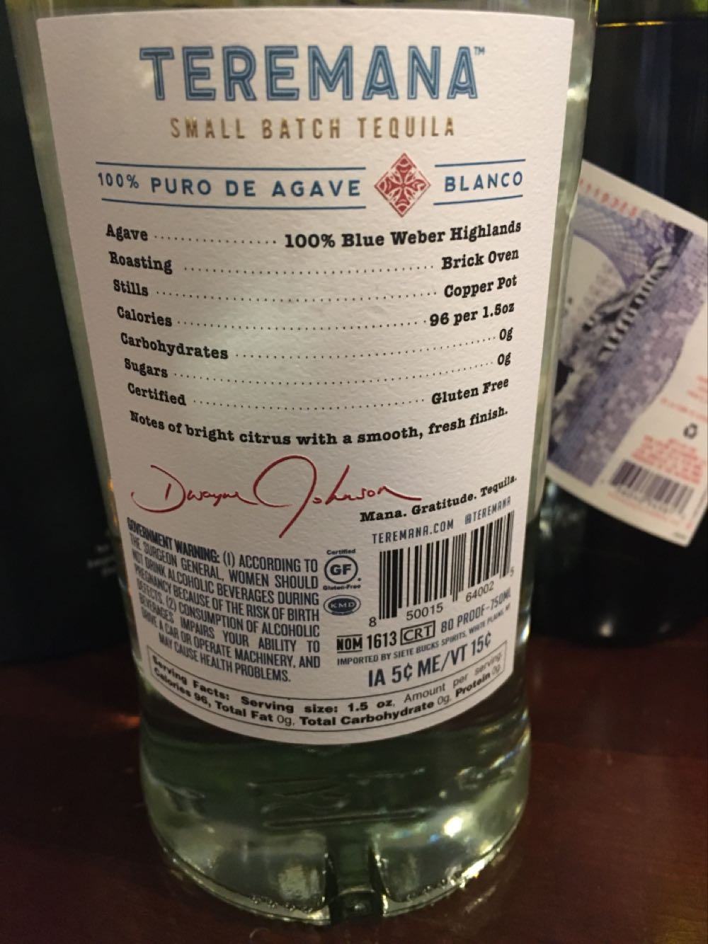 Teremana Blanco - Teremana (750 mL) alcohol collectible [Barcode 850015640025] - Main Image 2