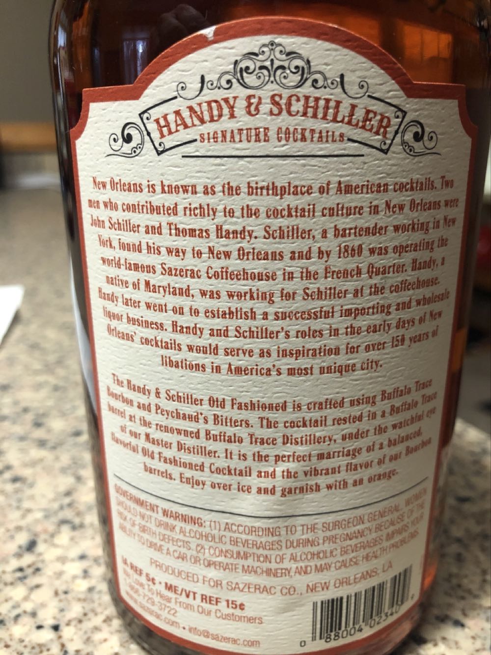 Handy & Schiller Barreled Old Fashioned Cocktail - Buffalo Trace (750 mL) alcohol collectible [Barcode 088004023409] - Main Image 2