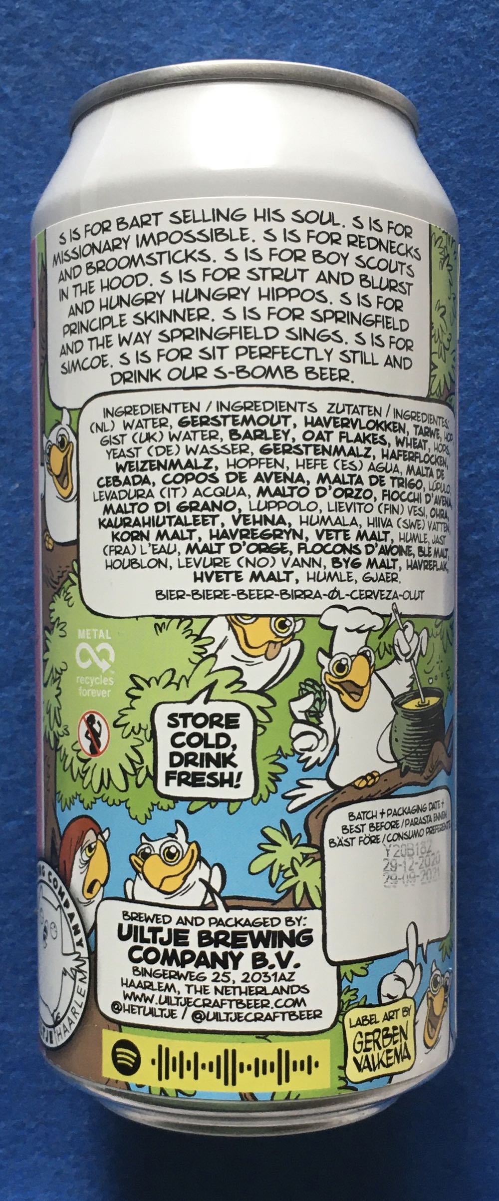 Springfields S-bomb - Uiltje Brewing Company (440 mL) alcohol collectible [Barcode 8719325540611] - Main Image 3