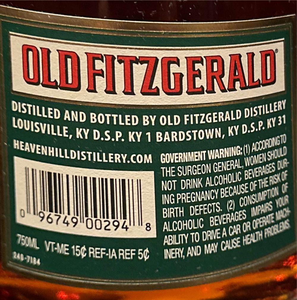 Old Fitzgerald 9 Yr - Heaven Hill Distilleries, Inc. (750mL) alcohol collectible [Barcode 096749002948] - Main Image 3