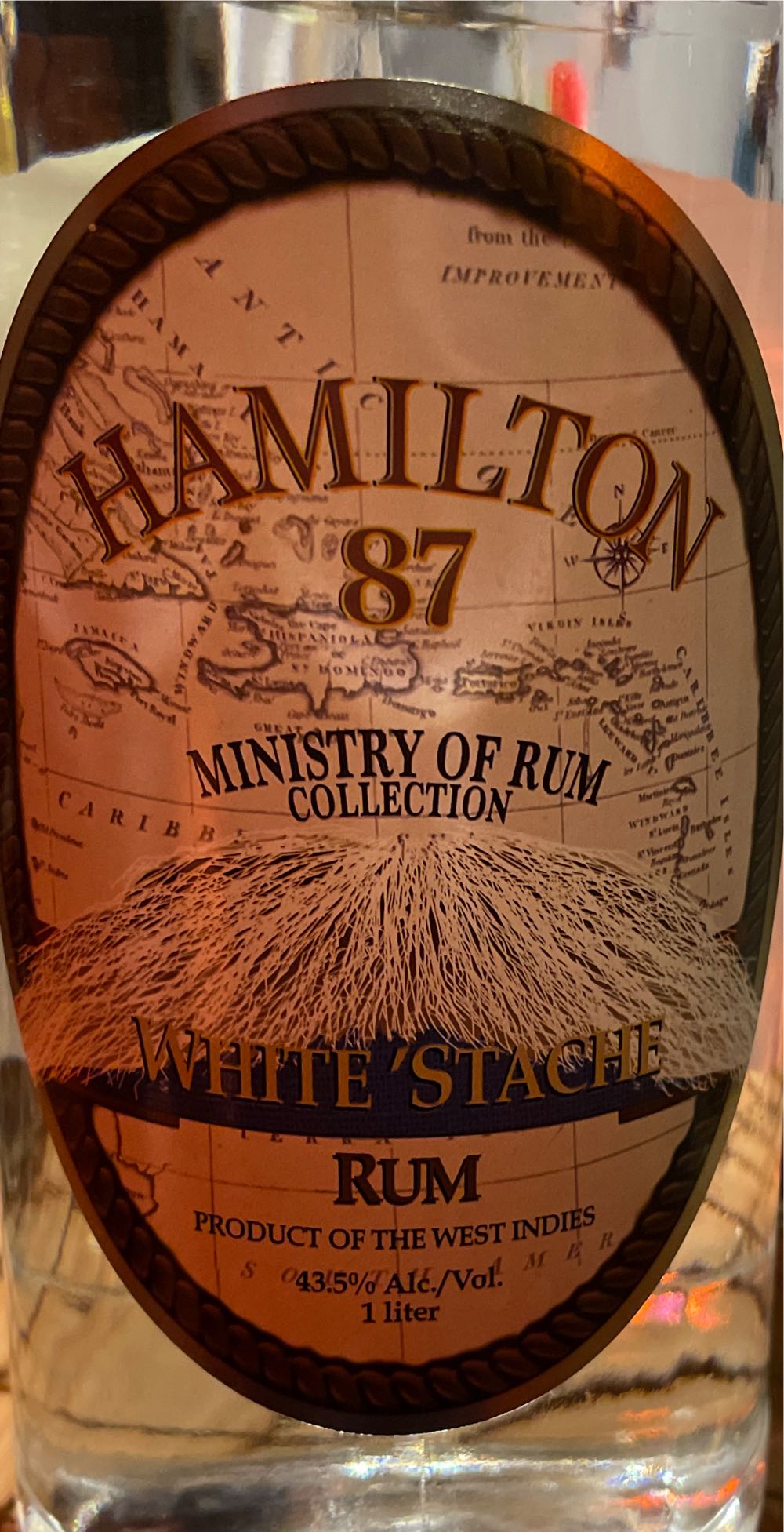 Hamilton 87 White ’Stache - Hamilton Distillers (1 L) alcohol collectible [Barcode 000513073072] - Main Image 2