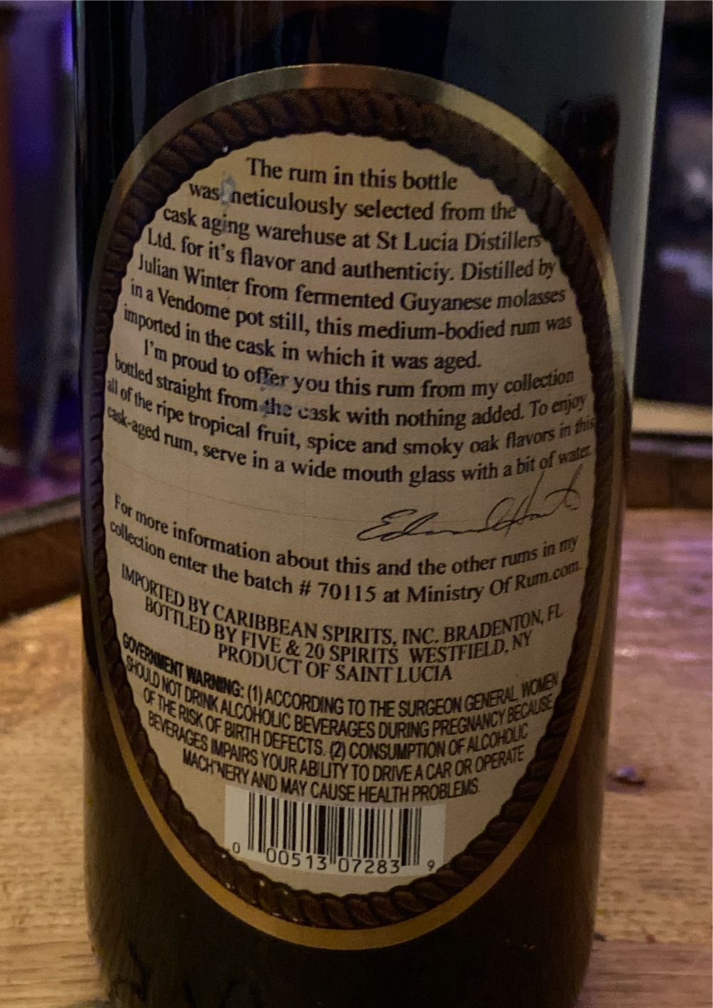 Hamilton 7 Year Old Rum - Hamilton (750 mL) alcohol collectible [Barcode 000513072839] - Main Image 2