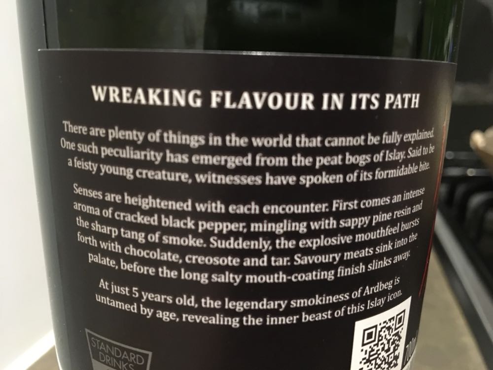 Ardbeg Beastie Single Malt Scotch Whisky Wee Beastie 5 Years Old - Ardbeg Distillery Limited (700mL) alcohol collectible [Barcode 5010494961577] - Main Image 2