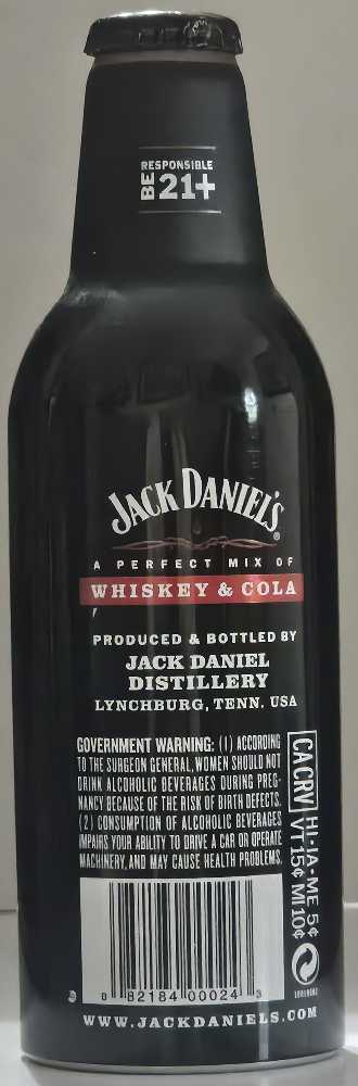 Whiskey & Cola - Jack Daniel Distillery (355 mL) alcohol collectible [Barcode 082184000243] - Main Image 3