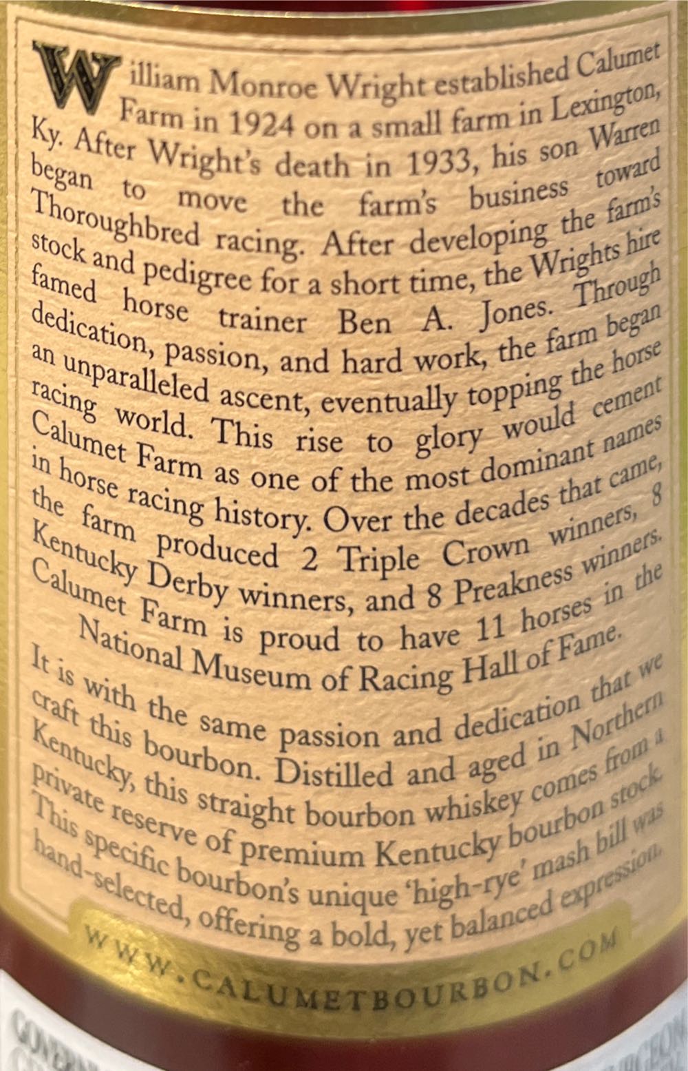 Calumet Farm 14 Year Old - Western Spirits (750 mL) alcohol collectible [Barcode 812459014565] - Main Image 3