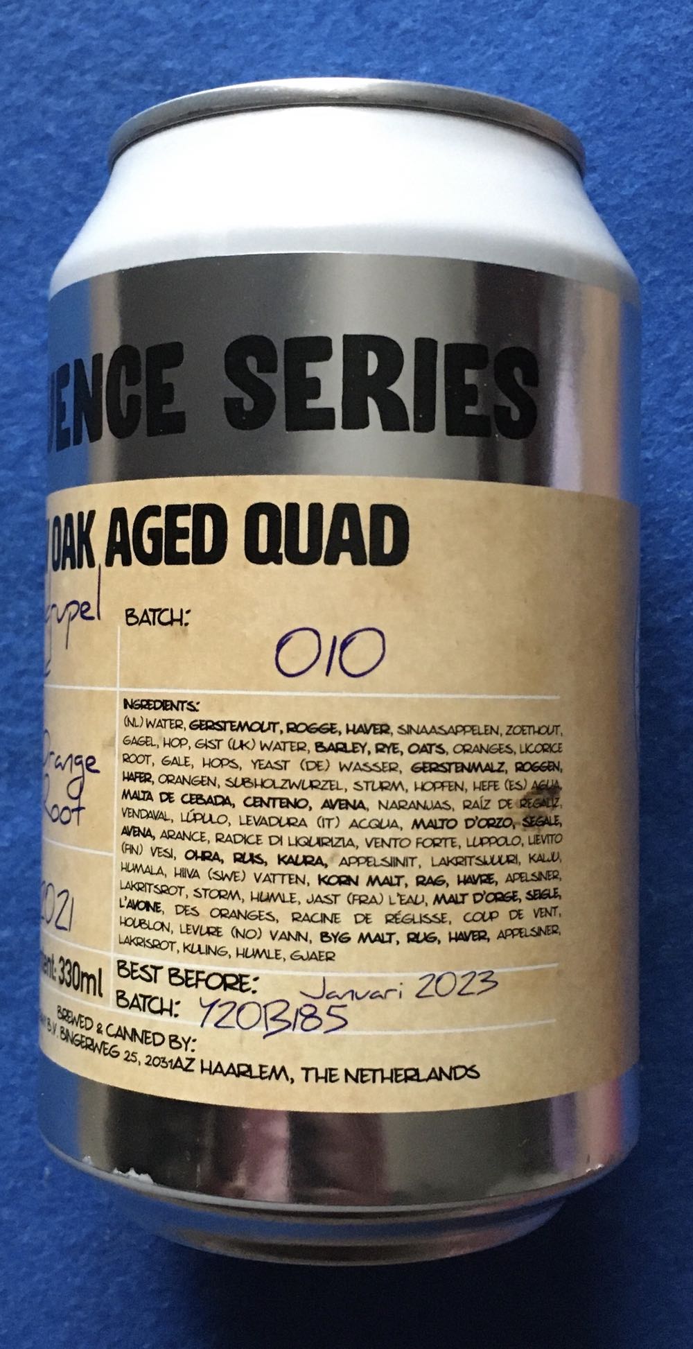 Sequence Series 010 New Oak Aged Quad - Uiltje Brewing Company (330 mL) alcohol collectible [Barcode 8719325540895] - Main Image 2